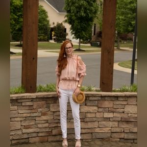 Max Studio womens pink gingham blouse